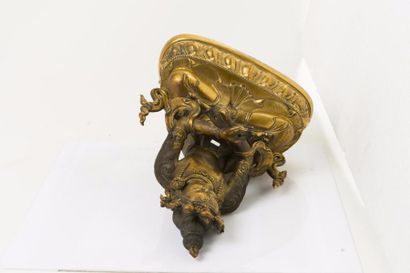 CHINE, fin XVIIIe début XIXe siècle Important bouddha
en bronze doré représentant...