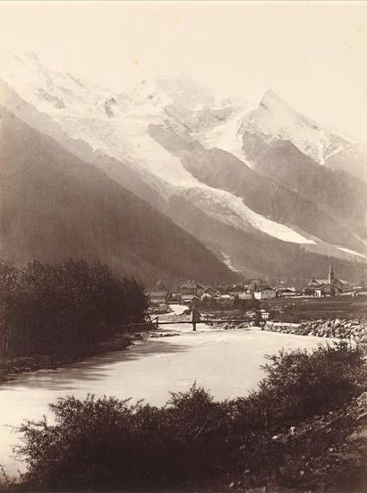  Charles SOULIER (1840-1875) 
"Chamonix et le Mont-Blanc (et le Glacier des Bossons),...