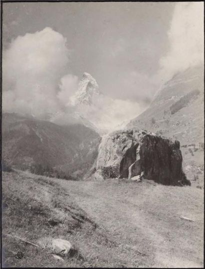  Antoine MAZEL (act.c.1880-c.1940) 
Montagne 
-"Au pied d'un sycomore…", région Griesalp,...