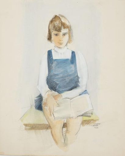  Manolis CALLIYANNIS (1923 - 2010) 
Jeune fille à la lecture 
Gouache et aquarelle...