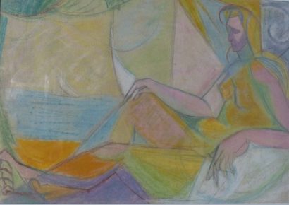 Simone BELLET (1901-1990) 
Nue 
Pastel gras...