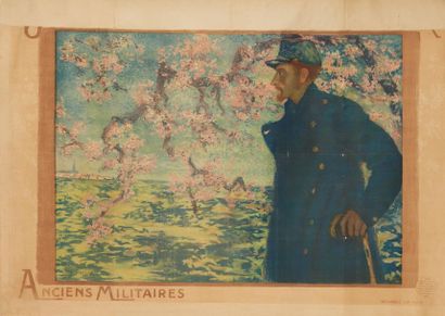  Lucien LEVY-DHURMER (1865-1953) 
Anciens Militaires 
Affiche marouflée sur toile...