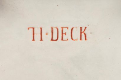  Théodore DECK (1823 - 1891) 
Boite rectangulaire en faïence à couverte émaillée...