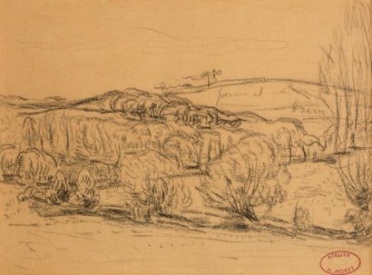  Henry MORET (Cherbourg 1856 - Paris 1913) 

Paysage 

Fusain 

18,5 x 24 cm à la... Gazette Drouot