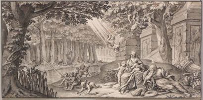  Entourage de Jacques STELLA (Lyon 1596 – Paris 1657) 
Le repos de la Sainte Famille...
