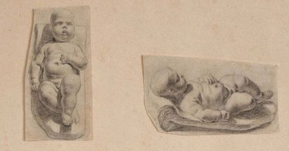  Ecole française du XVIIème siècle 
Deux études d’amour endormi sur un même montage,...