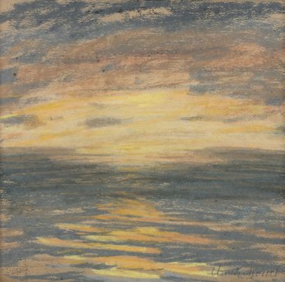  Claude MONET (Paris 1840 - Giverny 1926) 
Coucher de soleil sur la mer 
Pastel
25... Gazette Drouot