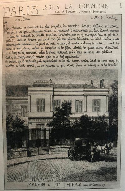  MARTIAL (M.V.). Paris sous la Commune. Paris, Cadart et Luce, [1871]. 
In-folio...