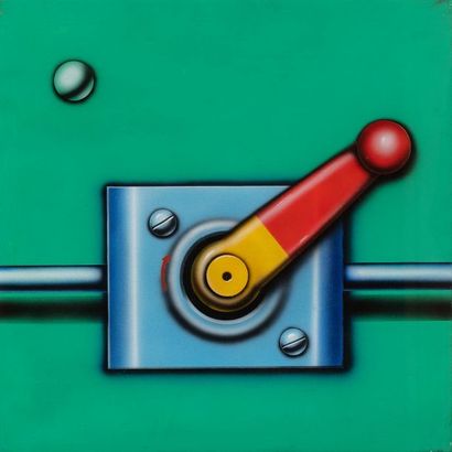  Peter KLASEN (né en 1935) Manette/fond vert, 1998 Acrylique sur toile signée, datée...
