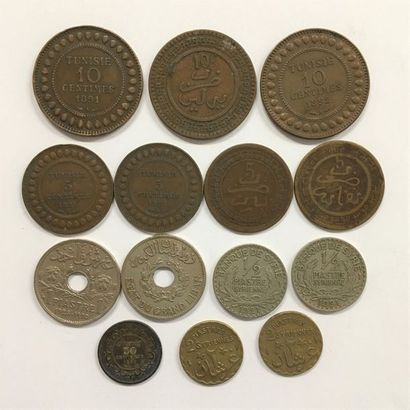 Lot de 12 monnaies coloniales et Liban Etat...