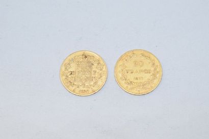 null Deux pièces en or :

- Pièce en or de 20 Francs Charles X, Paris, à l'ancre,...