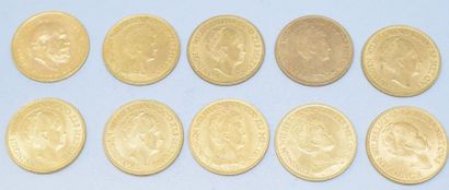 null Neuf pièces en or de 10 Gulden - Wilhelmina I

- 1912 TTB à SUP

- 3 x 1917...