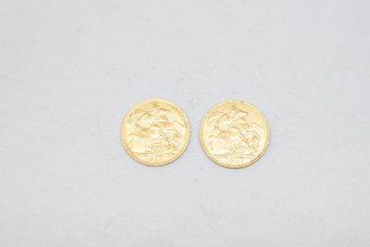 null Deux pièces en or d'un souverain Edouard VII

- 1904 TB à TTB

- 1910 TB à TTB...