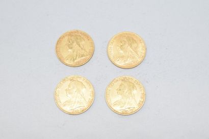 null Quatre pièces en or d'un souverain Victoria " Old Head ".

- 1893 TB à TTB 

-...