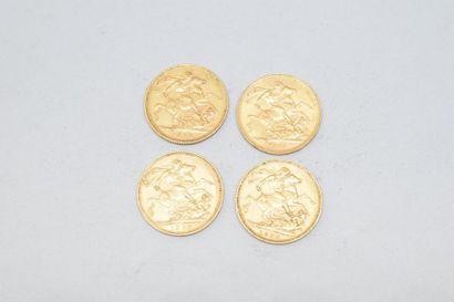 null Quatre pièces en or d'un souverain Victoria " Old Head ".

- 1893 TB à TTB 

-...