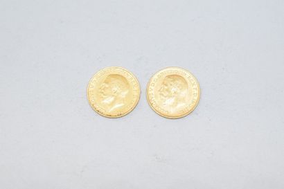 null Deux pièces en or d'un souverain George V.

- 1911 TTB à SUP.

- 1913 TTB à...