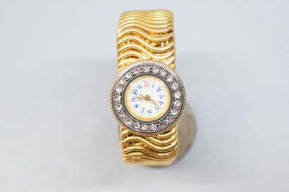 null Montre bracelet de dame en or jaune 18k (750) à partir d'une montre de poche...