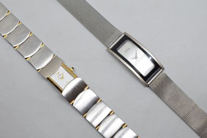 null Lot de deux montres bracelet comprenant : 

- boîtier rectangulaire en métal,...