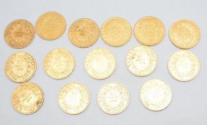 null Lot composé de 15 pièces Napoléon III tête nue

2 x 1858 A ; 1853 A ; 5 x 1859...