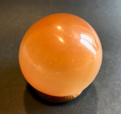 null Sphère polie (6 cm) en Gypse orangé - très joli poli