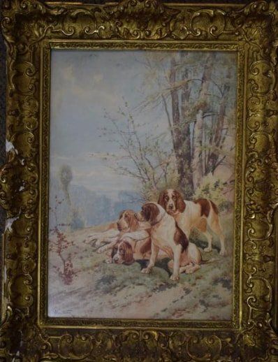 WEBER Alfred (1859-1931) 
Chiens de chasse...