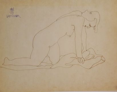  LAM-DONG (1920-1987) 
 
Nus féminins, 
 
Deux dessins à l'encre brune ou noire (légère...