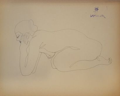  LAM-DONG (1920-1987) 
 
Nus féminins, 
 
Trois dessins à l'encre brune ou noire,...