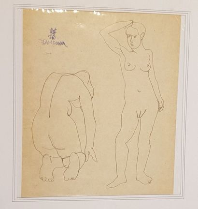  LAM-DONG (1920-1987) 
Nus féminins en pied 
Cinq dessins à l'encre sur calque 
Tampon...