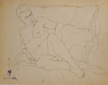  LAM-DONG (1920-1987) 
 
Nus assis et allanguis, 
 
Deux dessins à l'encre brune...