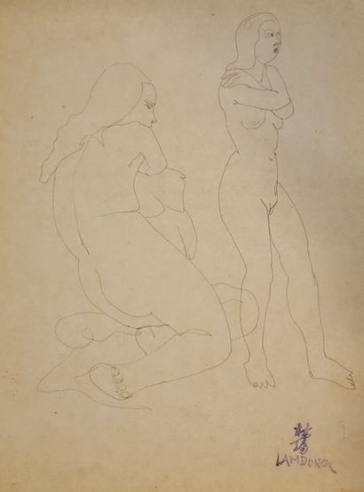  LAM-DONG, 1920-1987 
Nus féminins et baigneuses 
 
Deux dessins à l'encre brune...