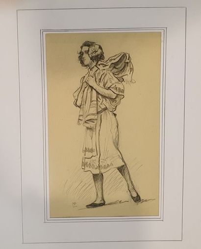 null Lot de quatres dessins au crayon et fusain : 



CROS Henry (1840-1907), 

"Femme...