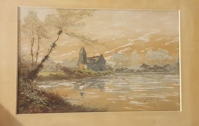 MORIZET Paul Louis (1850 - ?) 
Lac 
Aquarelle...