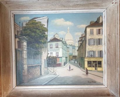 null DULIEU René, XXe siècle, 

Rue à Montmartre, 

huile sur toile, signée en bas...