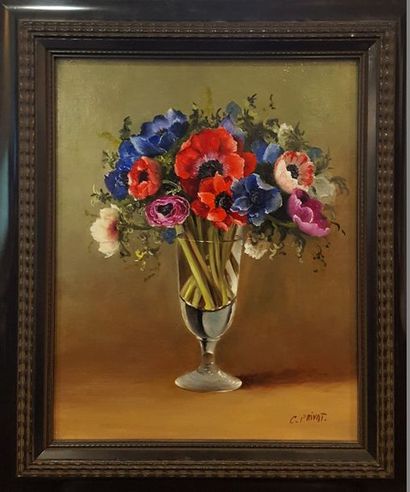null PRIVAT Colette (1932) 

Le bouquet d'anémones, 1991 

Huile sur toile signée...