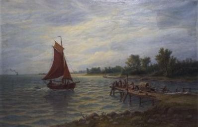 null SCHRÖDER-GREIFSWALD Max, 1858-1948, 

Voilier à quai - Retour des pêcheurs,...