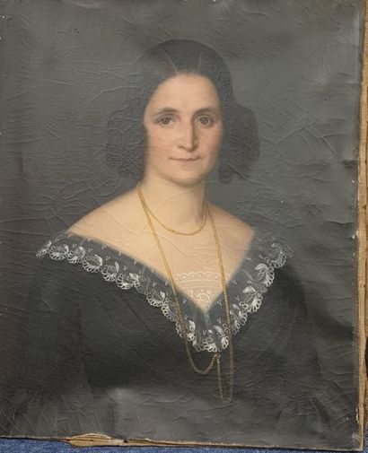 null ECOLE FRANCAISE XIXème
Portraits, 1850
Paire d'huile sur toile
importantes craquelures,...