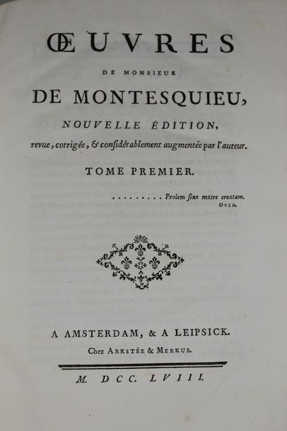 null MONTESQUIEU : Oeuvres de Monsieur de Montesquieu. Nouvelle édition, revue, corrigée,...