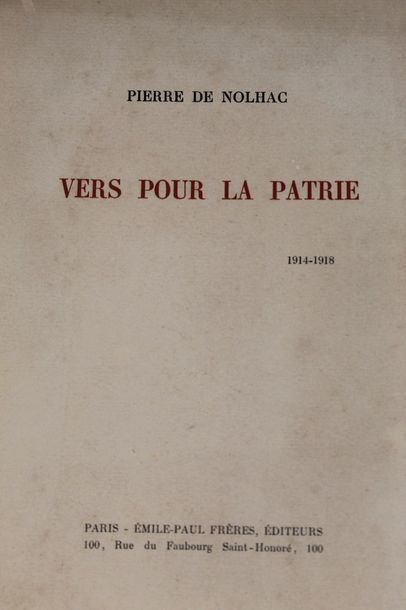 null NOLHAC Pierre de (1859-1936) 

Vers pour la patrie. Emile-Paul Frères éd. Paris...