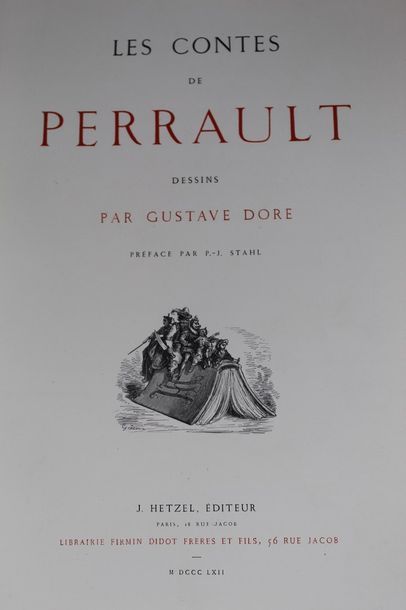 null PERRAULT (Charles). Contes. Paris, Hetzel, 1862. In-folio, demi-maroquin rouge...