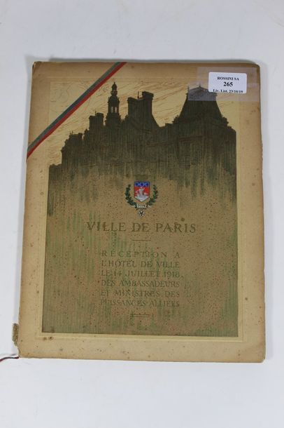 null Ville de Paris, plaquette éditée pour la réception à l'hôtel de ville le 14...