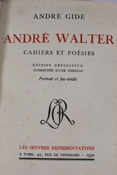 null Lot de livres d'André GIDE comprenant : 

- André Walter, Cahiers et poésies,...