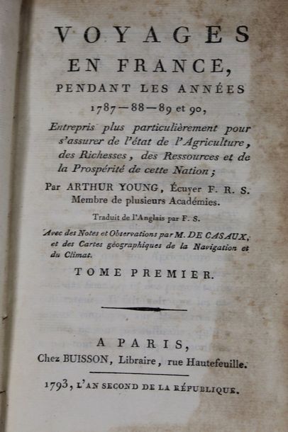 null YOUNG Arthur Voyages en France pendant les années 1787-88-89. Entrepris plus...