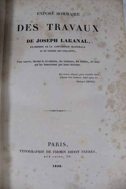 null LAKANAL Joseph. Exposé des travaux de J. Lakanal. Broché, typographie de F....