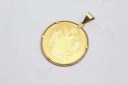 null Pièce en or jaune 18k (750) FRANCOIS-JOSEPH 1er (1848-1916) de 4 ducats (1915)....