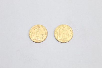 Deux pièces en or de 20 francs 