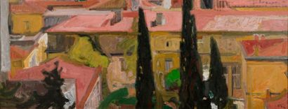 TETSIS Panayotis TETSIS Panayotis , 1925-2016

Cyprès et toits roses

huile sur toile...