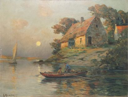 MARONIEZ Georges MARONIEZ Georges, 1865-1933

Pêcheurs en barque au clair de lune

huile...