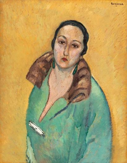 FORNEROD Rodolphe FORNEROD Rodolphe, 1877-1953

Femme au manteau vert, 1927

huile...