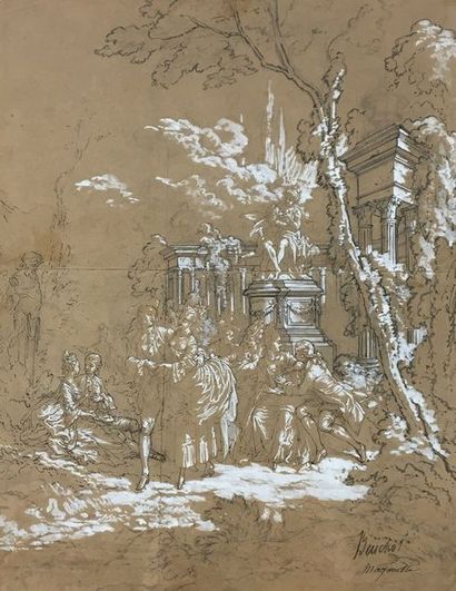 null BEUCHAT Jean-Baptiste (1821-?)

Scène galante

Encre et lavis d'encre signé,...