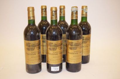 null 6 bouteilles CH. CANTENAC-BROWN, 3° cru Margaux 1985 (elt, 2 TLB) 	

